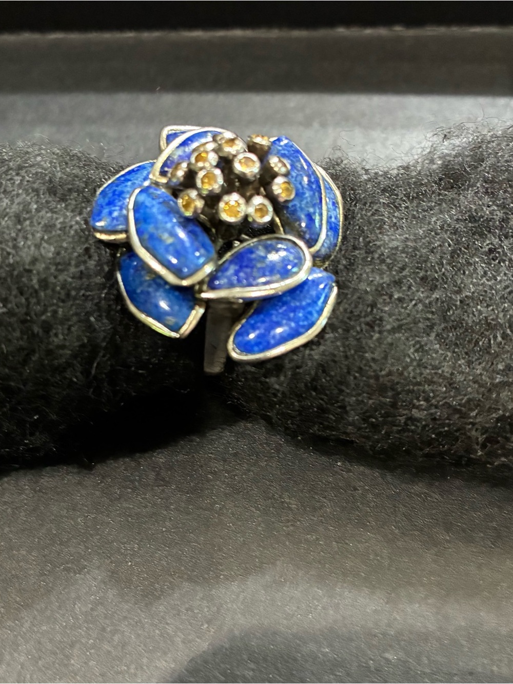 Ross-Simons Blue Enamel Floral Cocktail Ring - Picture 3 of 5